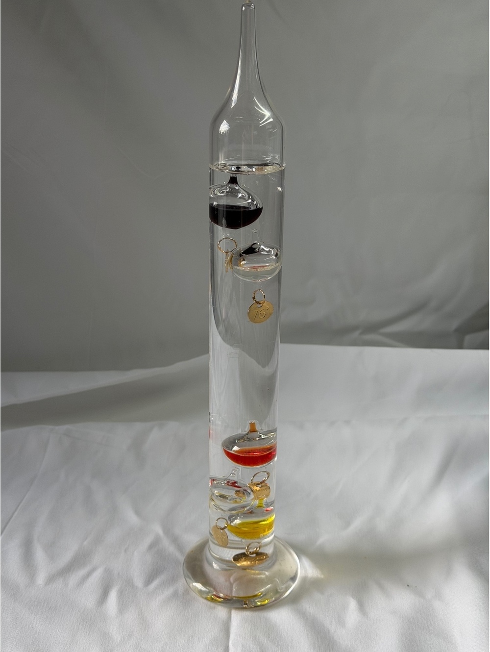Vintage 13” Galileo Glass Thermometer 5 Floating Bulbs Desktop Decor